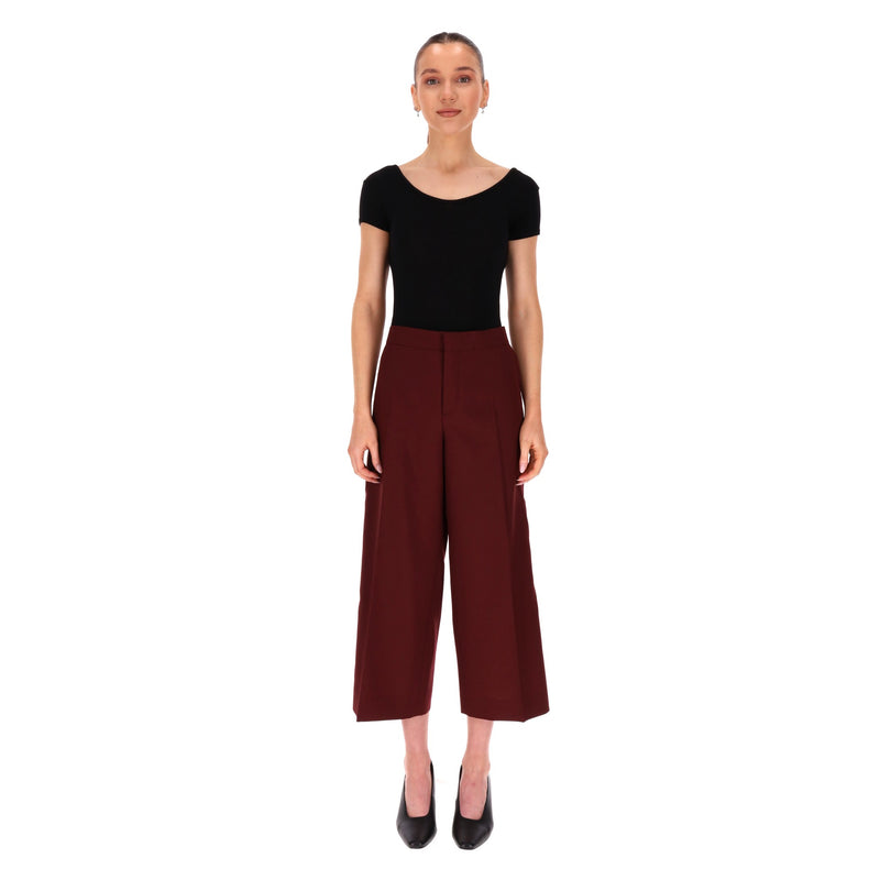 Marni Wide-Leg Cropped Wool Trousers. Size 40FR