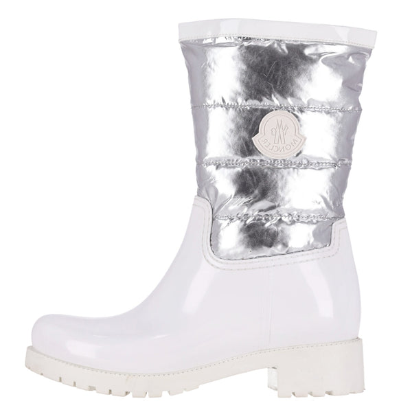 Moncler Gisele Metallic Rain Boots. Size 37