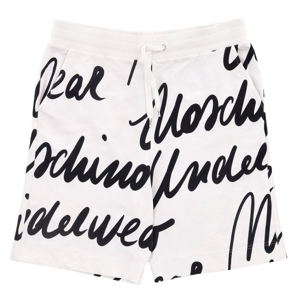 Moschino Cotton Shorts With All-Over Logo Print. Size XXL