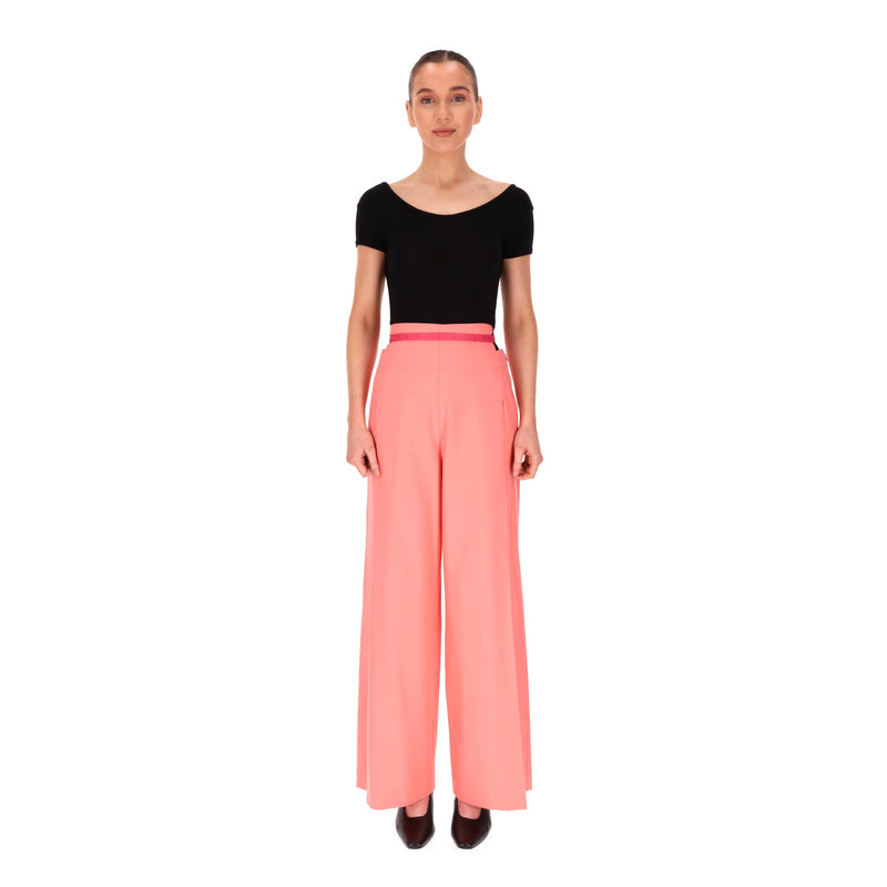 Off White Virgin Wool Blend Wide-Leg Trousers. Size 40IT