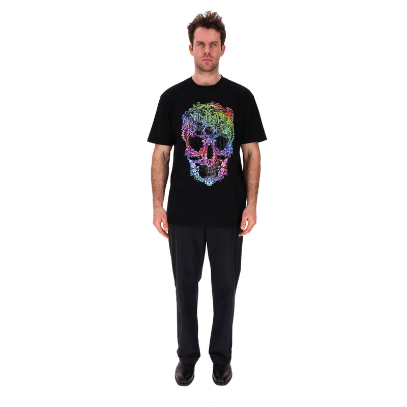 Philipp Plein Multicoloured Baroque Skull Cotton T-Shirt. Size 2XL