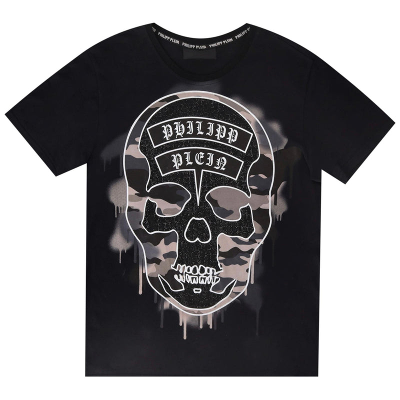 Philipp Plein Crystal Embellished Skull Logo T-Shirt. Size XXL