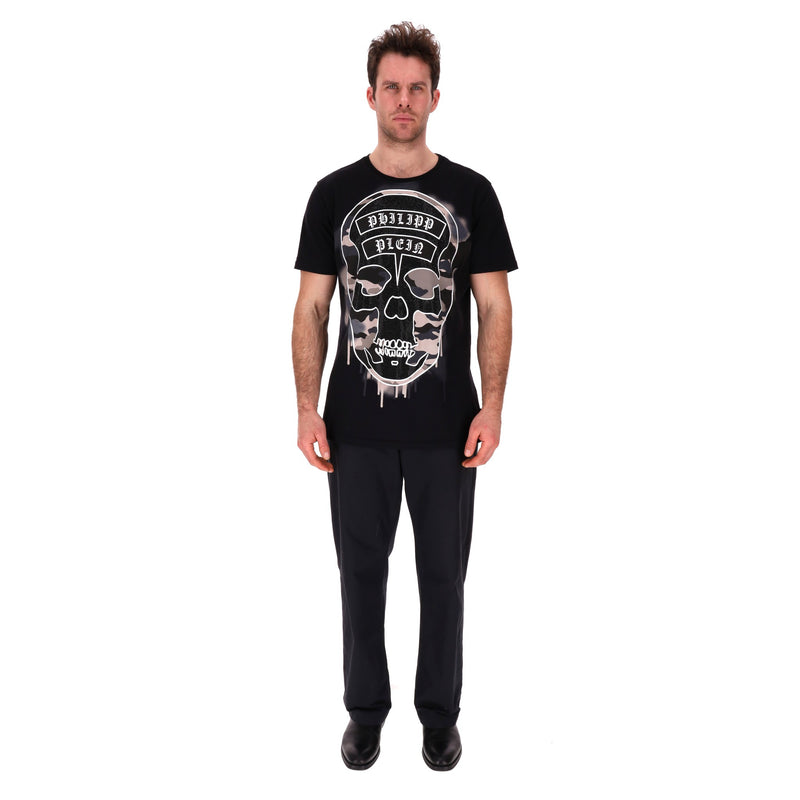 Philipp Plein Crystal Embellished Skull Logo T-Shirt. Size XXL