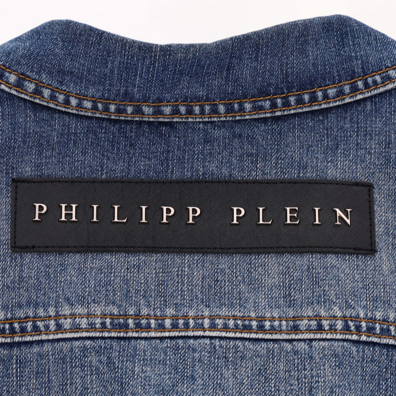 Philipp Plein Distressed Denim Jacket. Size L