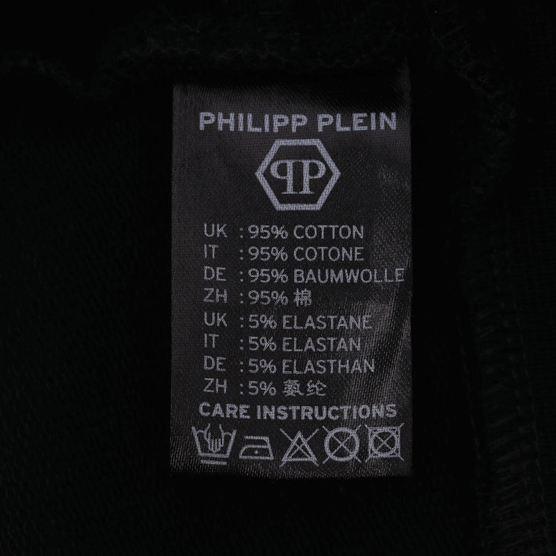 Phlipp Plein Crystal Skull & Logo Hoodie. Size M