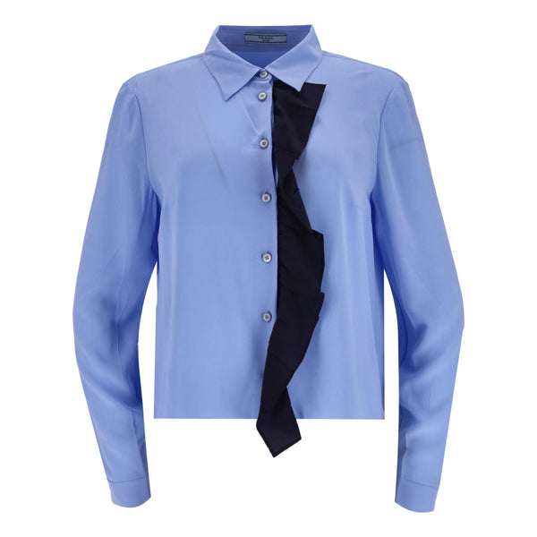 Prada Ruffle Detail Silk Shirt. Size 44IT