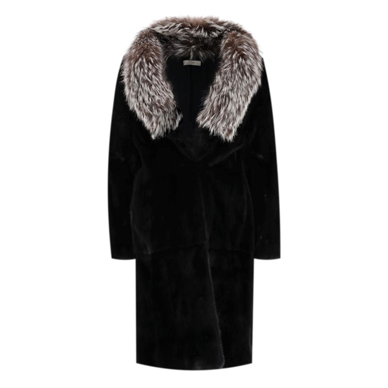 Prada Mink Fur Coat With Fox Collar. Size 44IT