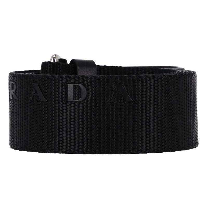 Prada Nylon Logo Belt With Leather Buckle