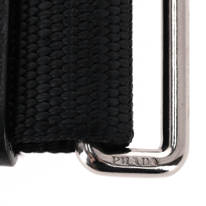 Prada Nylon Logo Belt With Leather Buckle