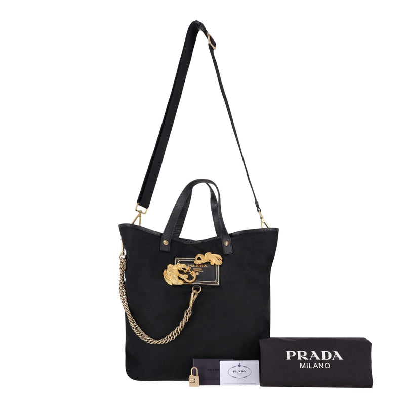 Prada Animalier Dragon Canvas Tote Bag