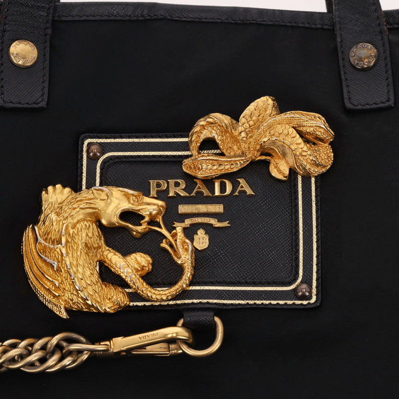 Prada Animalier Dragon Canvas Tote Bag