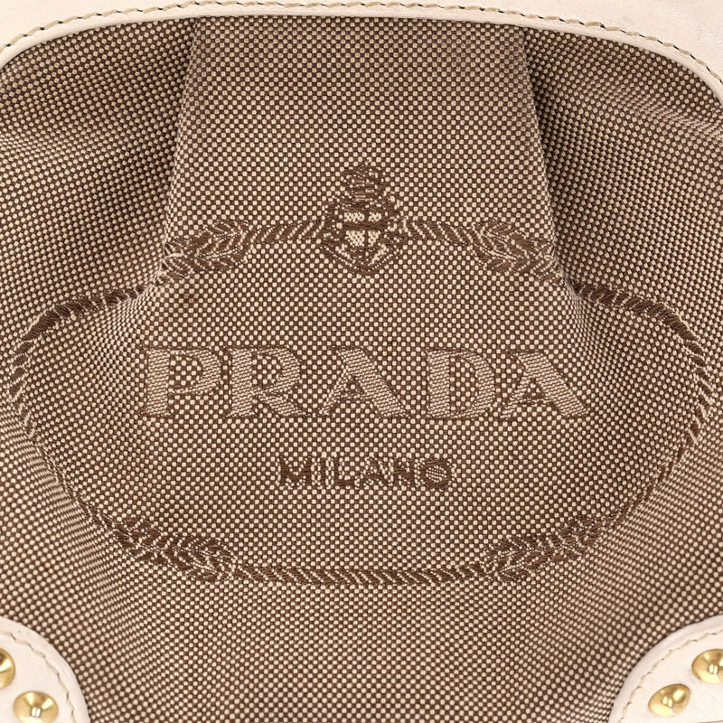 Prada Vintage Jacquard Studded Logo Clutch Bag