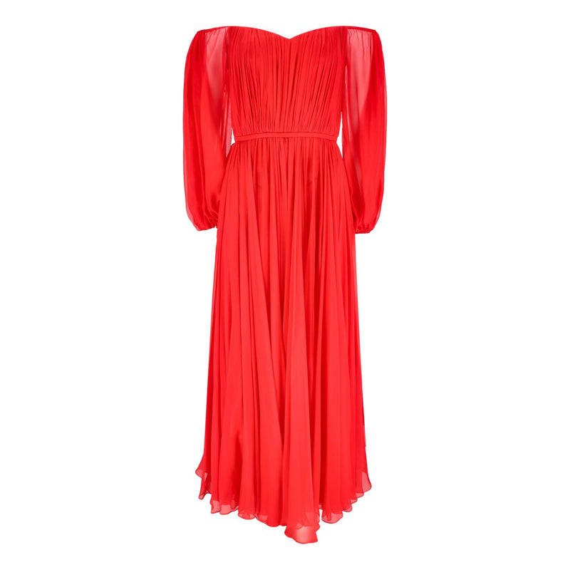 Ralph & Russo Silk Chiffon Off-The-Shoulder Cape Evening Dress/Gown. Size 40FR