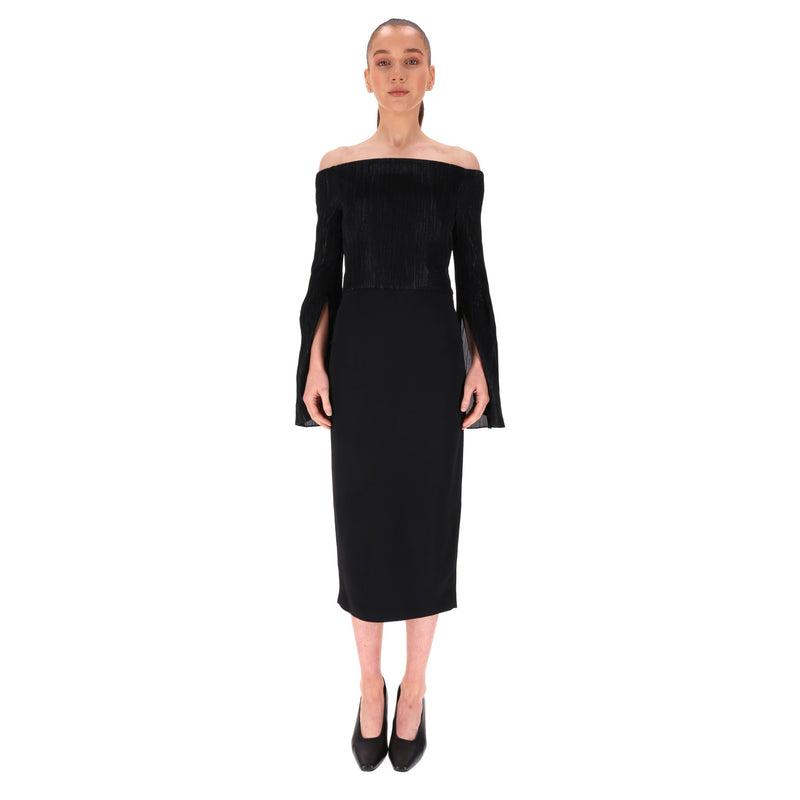 Roland Mouret Plisse Off-The-Shoulder Dress. Size 10UK