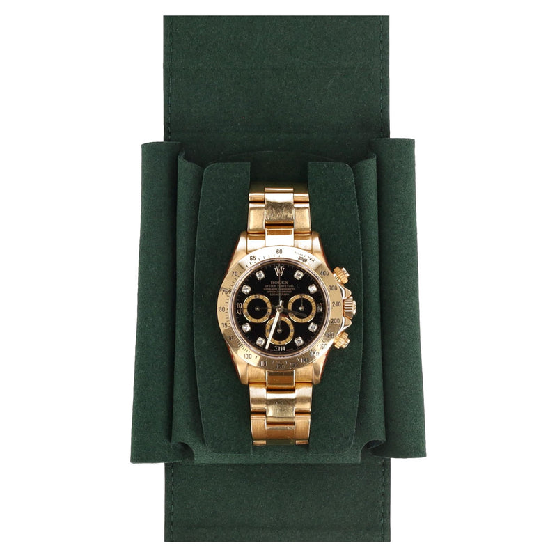 Rolex Daytona 18k Gold With Black Face & Diamond Dot Dial