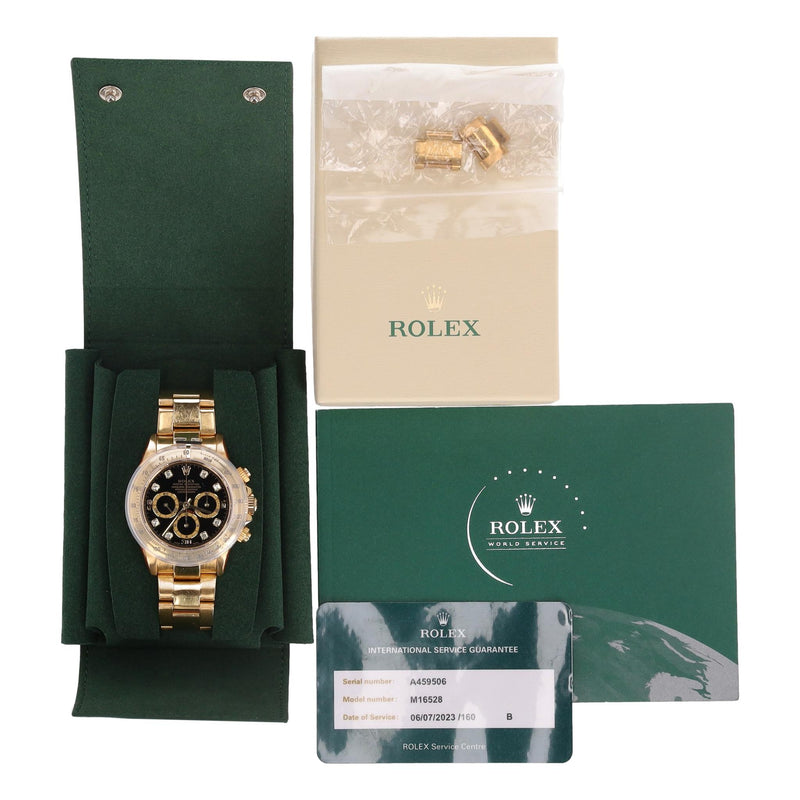 Rolex Daytona 18k Gold With Black Face & Diamond Dot Dial