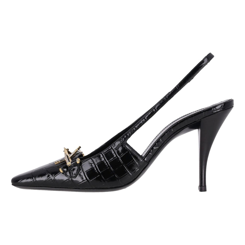 Saint Laurent Crocodile Embossed Leather Slingback Tom Pumps. Size 35