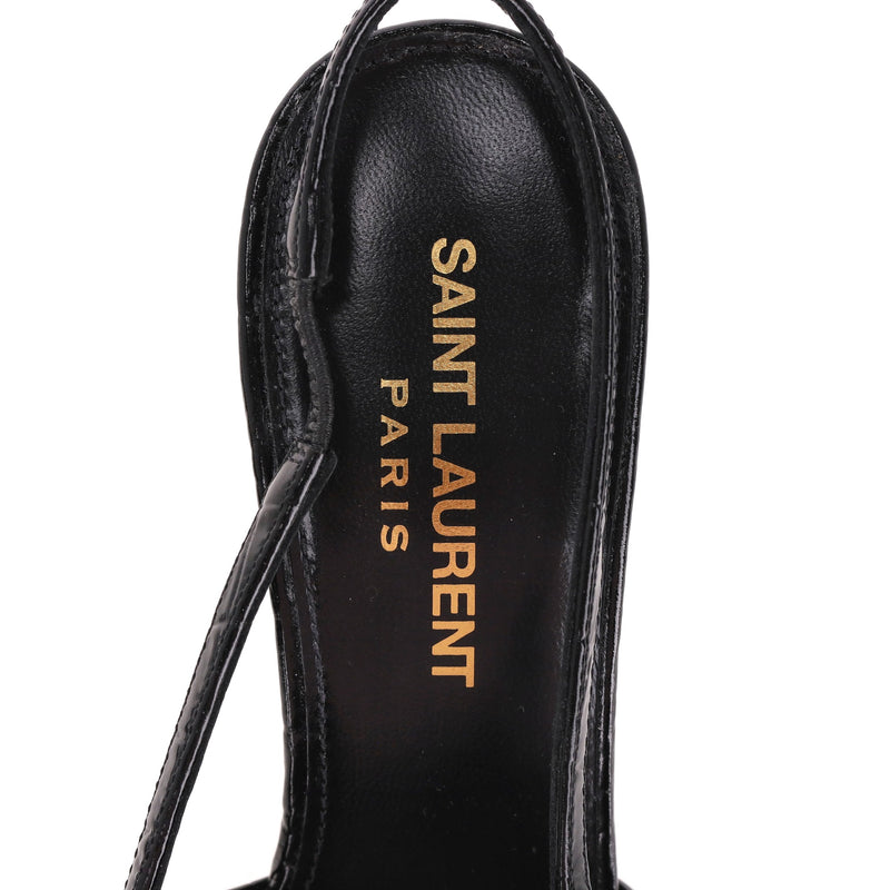 Saint Laurent Crocodile Embossed Leather Slingback Tom Pumps. Size 35