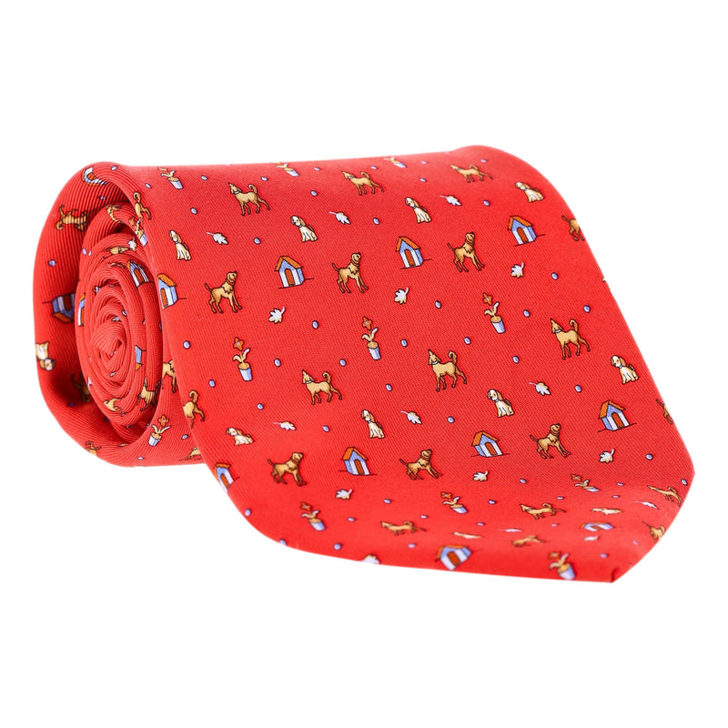 Salvatore Ferragamo Dog Print Silk Tie