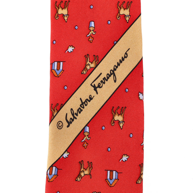 Salvatore Ferragamo Dog Print Silk Tie