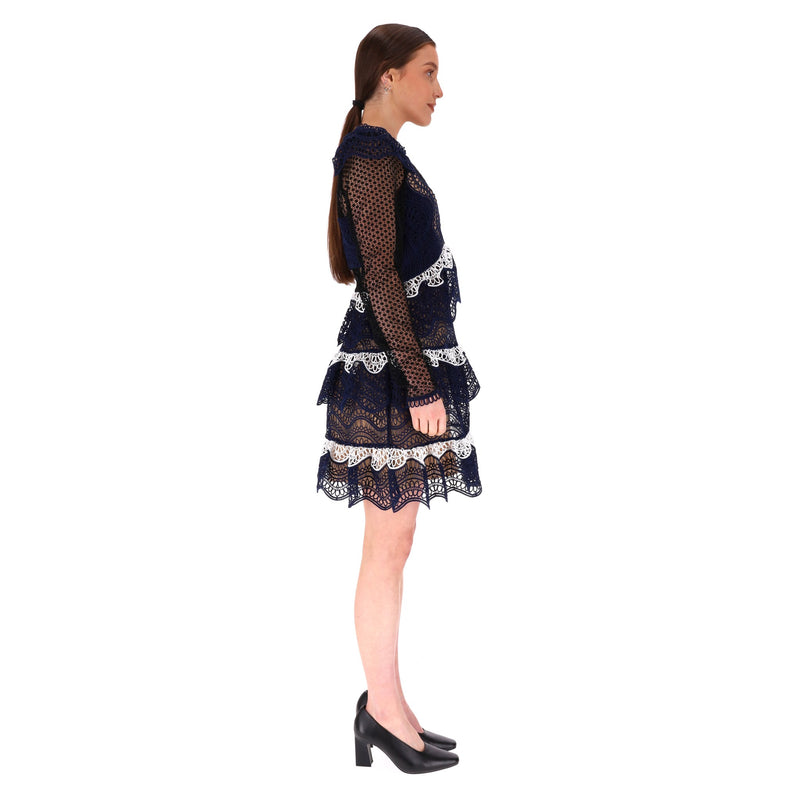 Self-Portrait Tiered Guipure Lace Dress. Size 12UK