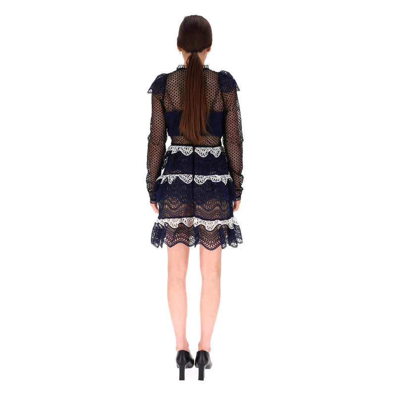 Self-Portrait Tiered Guipure Lace Dress. Size 12UK