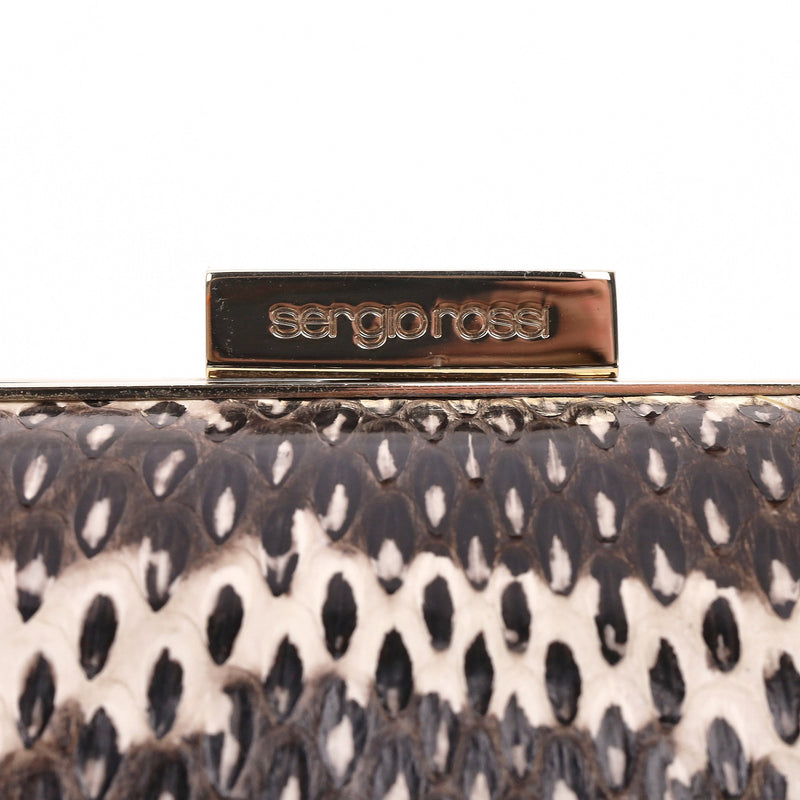 Sergio Rossi Lizard Skin Clutch Bag With Chain Strap