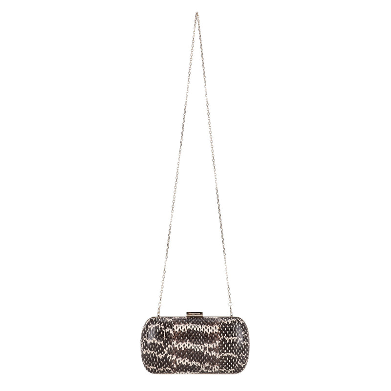 Sergio Rossi Lizard Skin Clutch Bag With Chain Strap