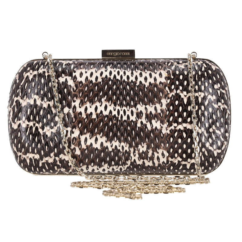 Sergio Rossi Lizard Skin Clutch Bag With Chain Strap