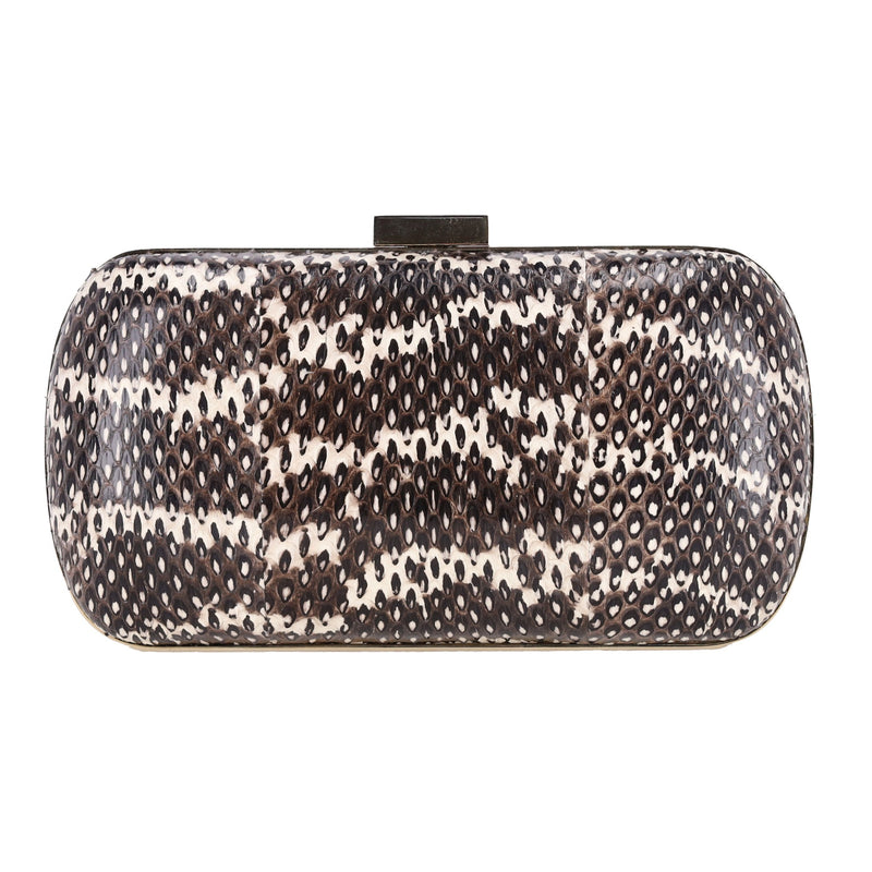 Sergio Rossi Lizard Skin Clutch Bag With Chain Strap