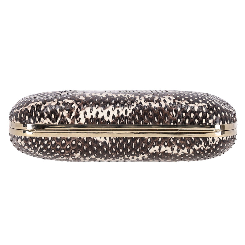 Sergio Rossi Lizard Skin Clutch Bag With Chain Strap