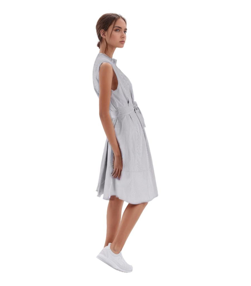 Marni Pinstripe Belted Cotton Dress. Size 42IT