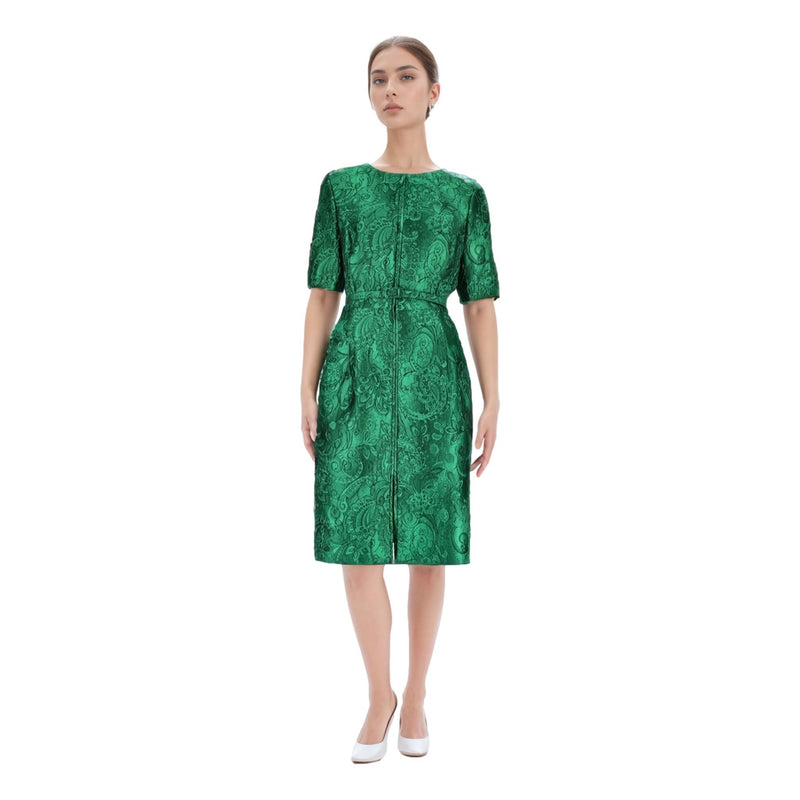 Oscar De La Renta Silk Blend Jacquard Dress. Size 10UK