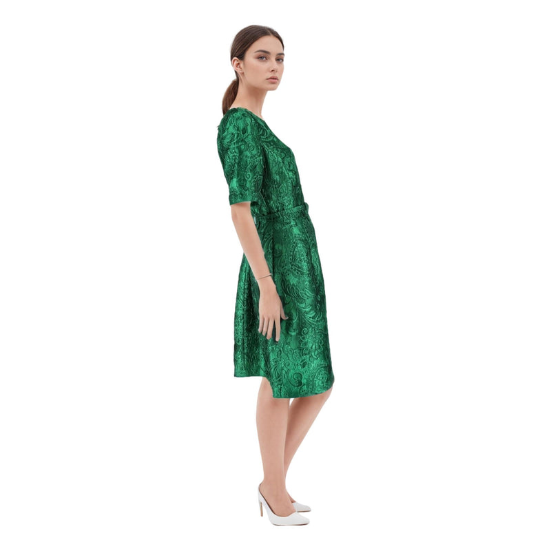 Oscar De La Renta Silk Blend Jacquard Dress. Size 10UK