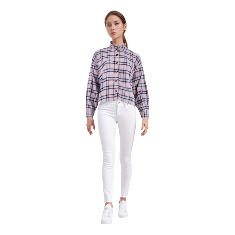 Isabel Marant Etoile Ruffled Checked Cotton Shirt. Size 38FR