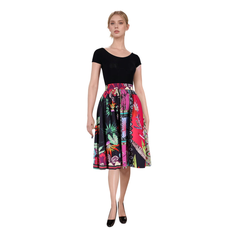 Etro Topical Floral Print Cotton Skirt. Size 38IT