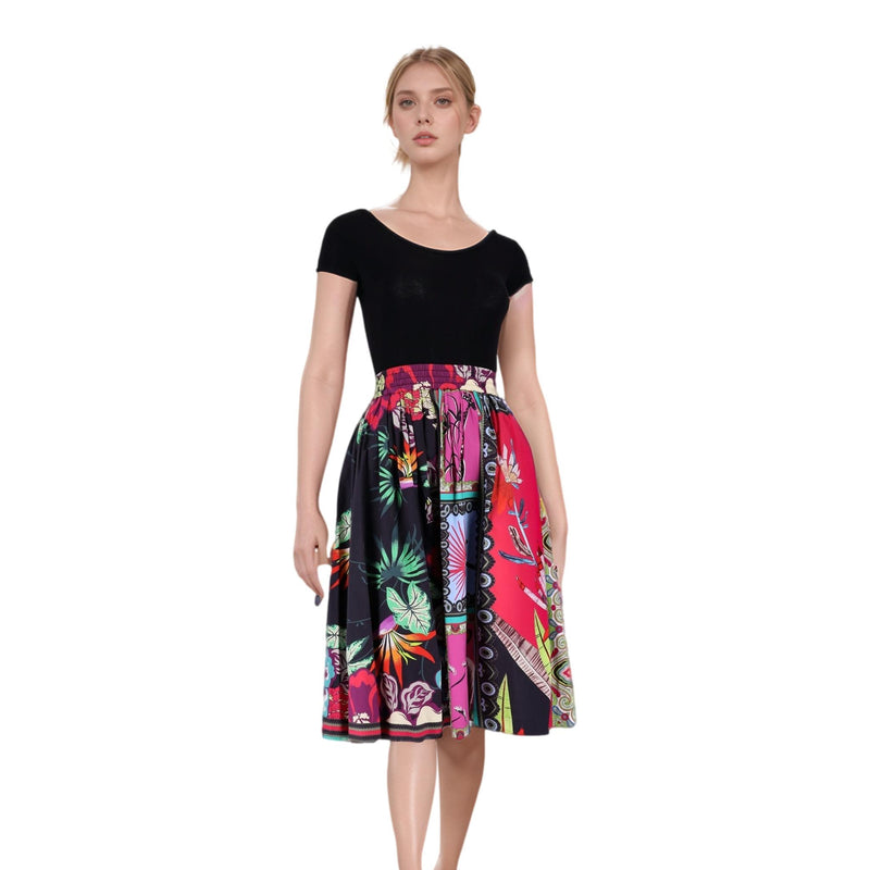 Etro Topical Floral Print Cotton Skirt. Size 38IT