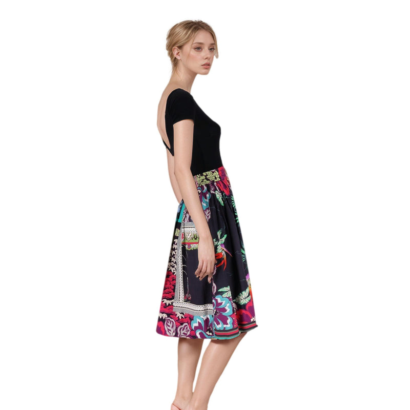 Etro Topical Floral Print Cotton Skirt. Size 38IT