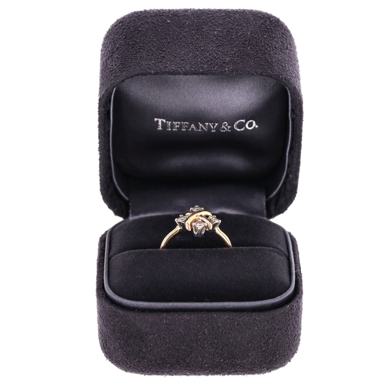 Tiffany & Co 18K Gold, Platinum & Diamond Schlumberger Lynn Ring