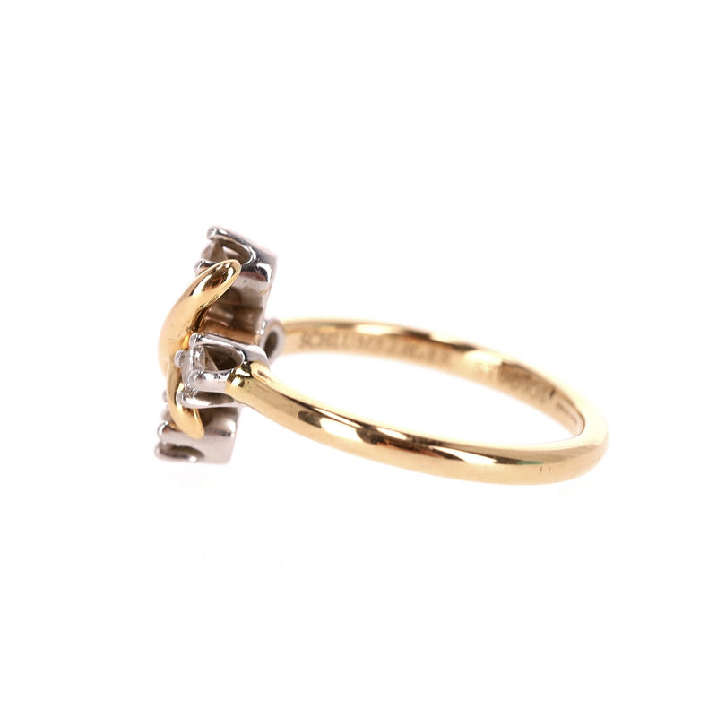 Tiffany & Co 18K Gold, Platinum & Diamond Schlumberger Lynn Ring