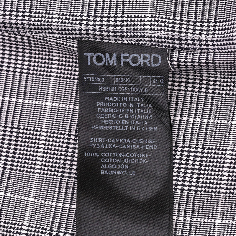 Tom Ford Cotton Prince Of Wales Checked Shirt. Size 17/43