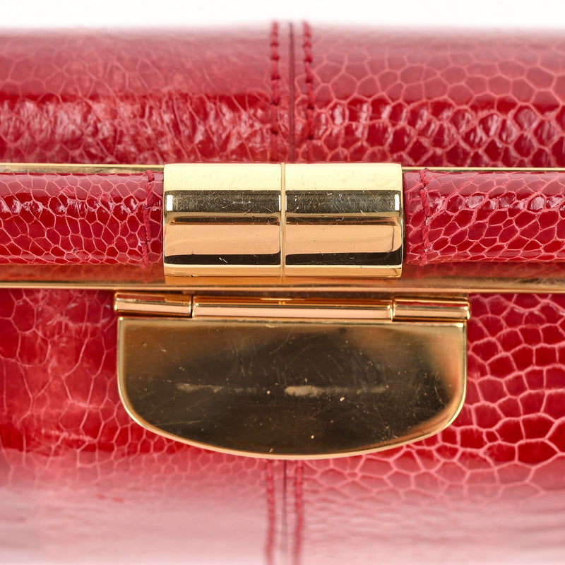 Tyler Ellis Ostrich Skin Clutch Bag With Chain Strap