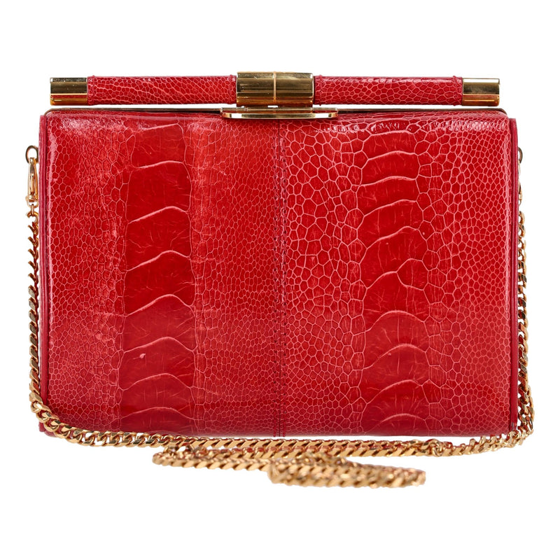 Tyler Ellis Ostrich Skin Clutch Bag With Chain Strap