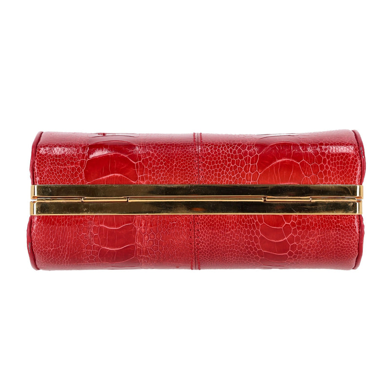 Tyler Ellis Ostrich Skin Clutch Bag With Chain Strap