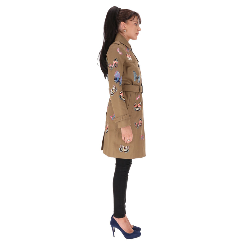 Valentino Embroidered Butterfly Trench Coat. Size 38IT