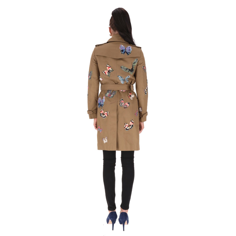 Valentino Embroidered Butterfly Trench Coat. Size 38IT