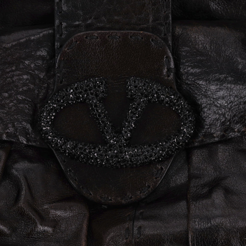 Valentino Garavani Crystal Embellished 'V' Logo Leather Bag