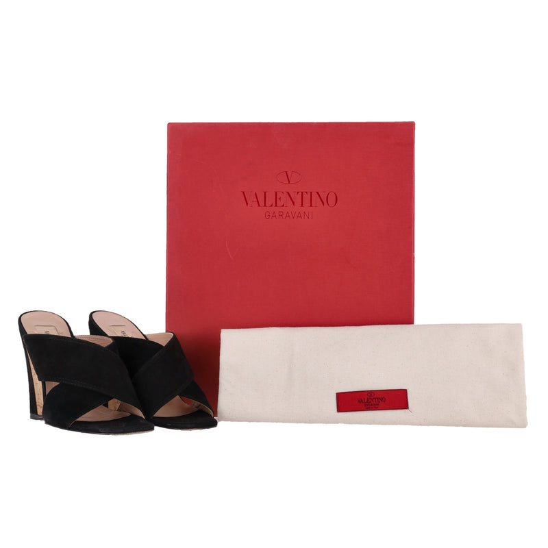 Valentino Suede Wedge Mule Sandals. Size 36