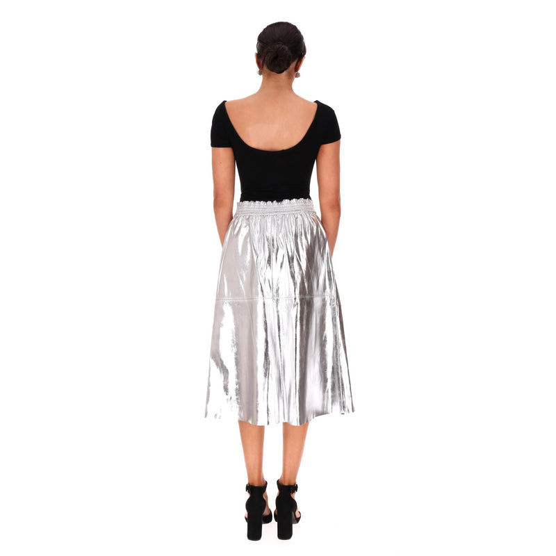 Wyse London Metallic Star Appliqué  Faux Leather Skirt. Size 2