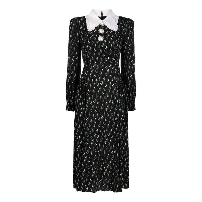 Alessandra Rich Printed Cotton & Silk Dress. Size 42IT